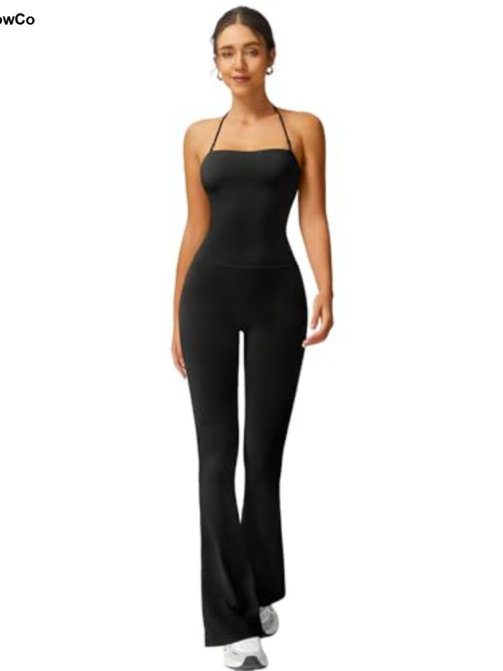 TimeOFF Halter Flare Leg Yoga Jumpsuit Bootcut Workout Onesie